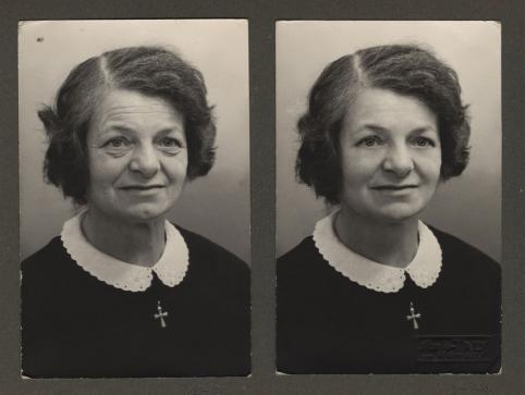 Studio Max Taly Portrait de femme avant et après retouches Années 1950-1960 Collection musée Nicéphore Niépce 