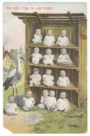 Anonyme Carte postale fantaisie sur les bébés vers 1900 carte postale colorisée © Coll. musée Nicéphore Niépce